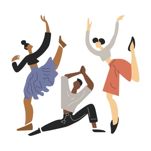 Men and women enjoying dance party. Vector.